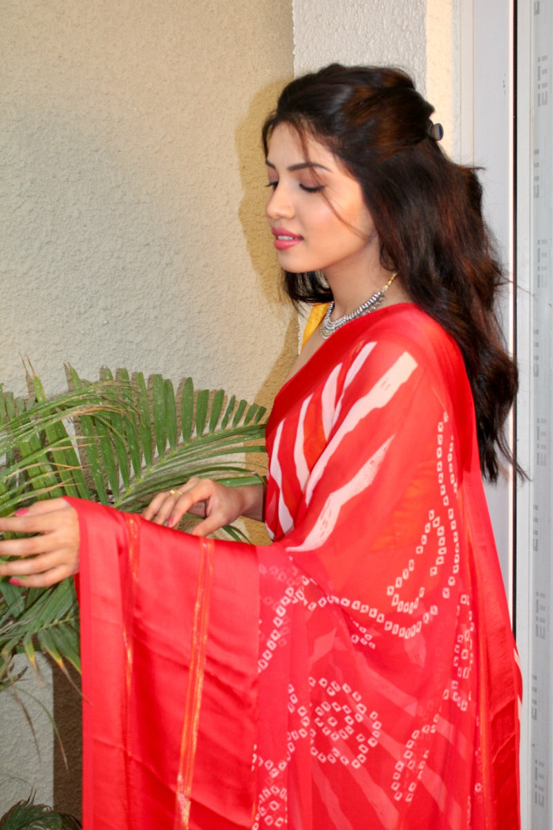 Red Printed Saree